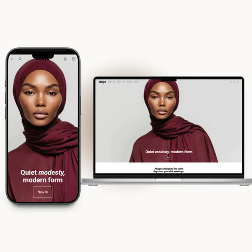Abaya homepage preview for a modest fashion brand