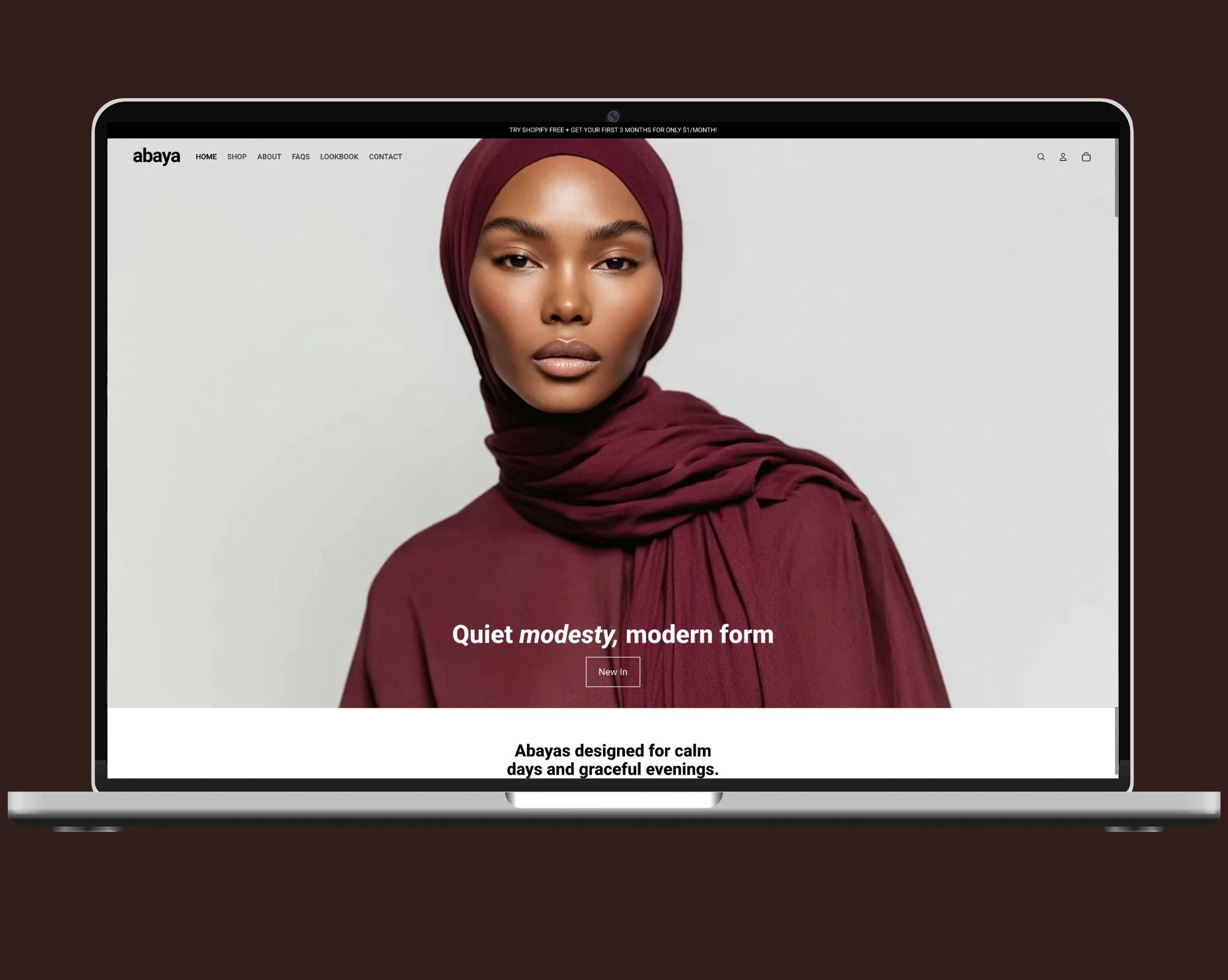 Abaya theme preview for modest fashion brands