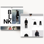 BLNK tablet about page design for a streetwear brand