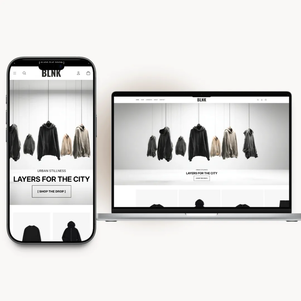 BLNK homepage preview for a streetwear clothing brand