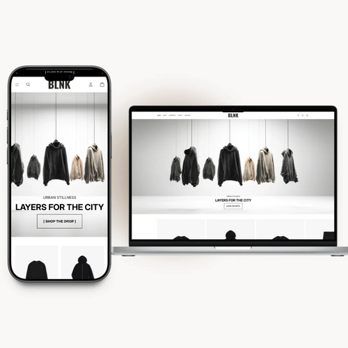 BLNK homepage preview for a streetwear clothing brand