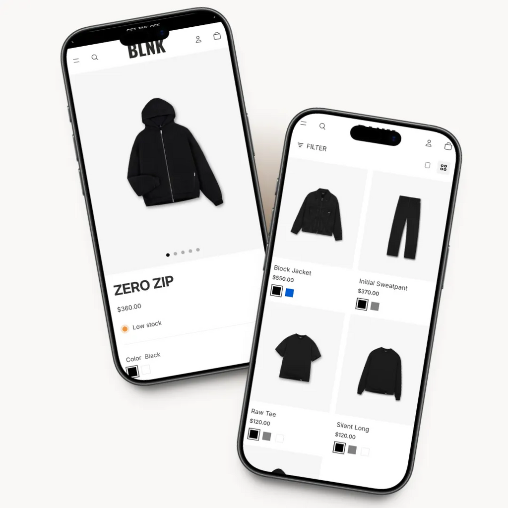 BLNK mobile product listing preview for streetwear brands