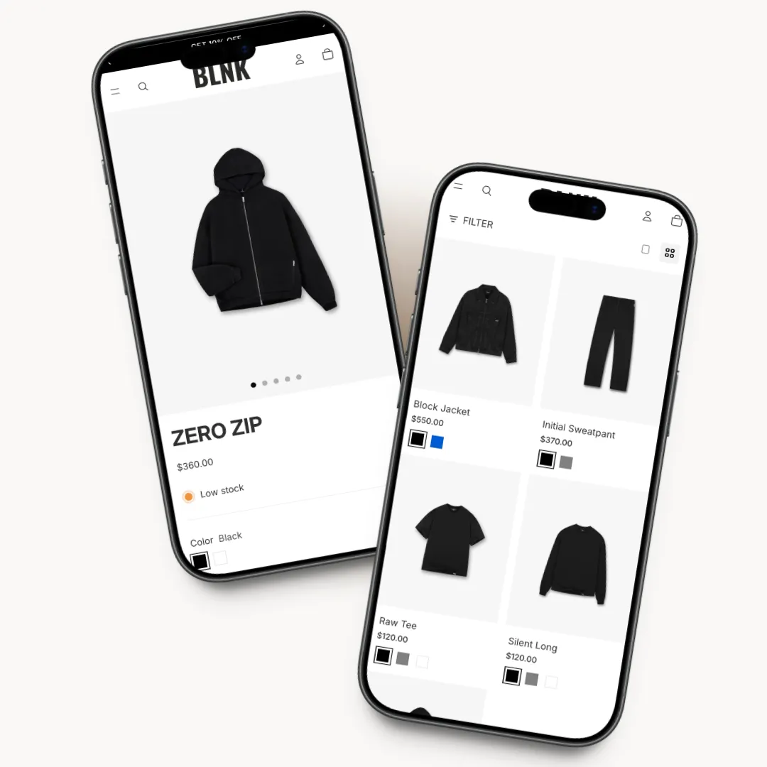 BLNK mobile product listing preview for streetwear brands