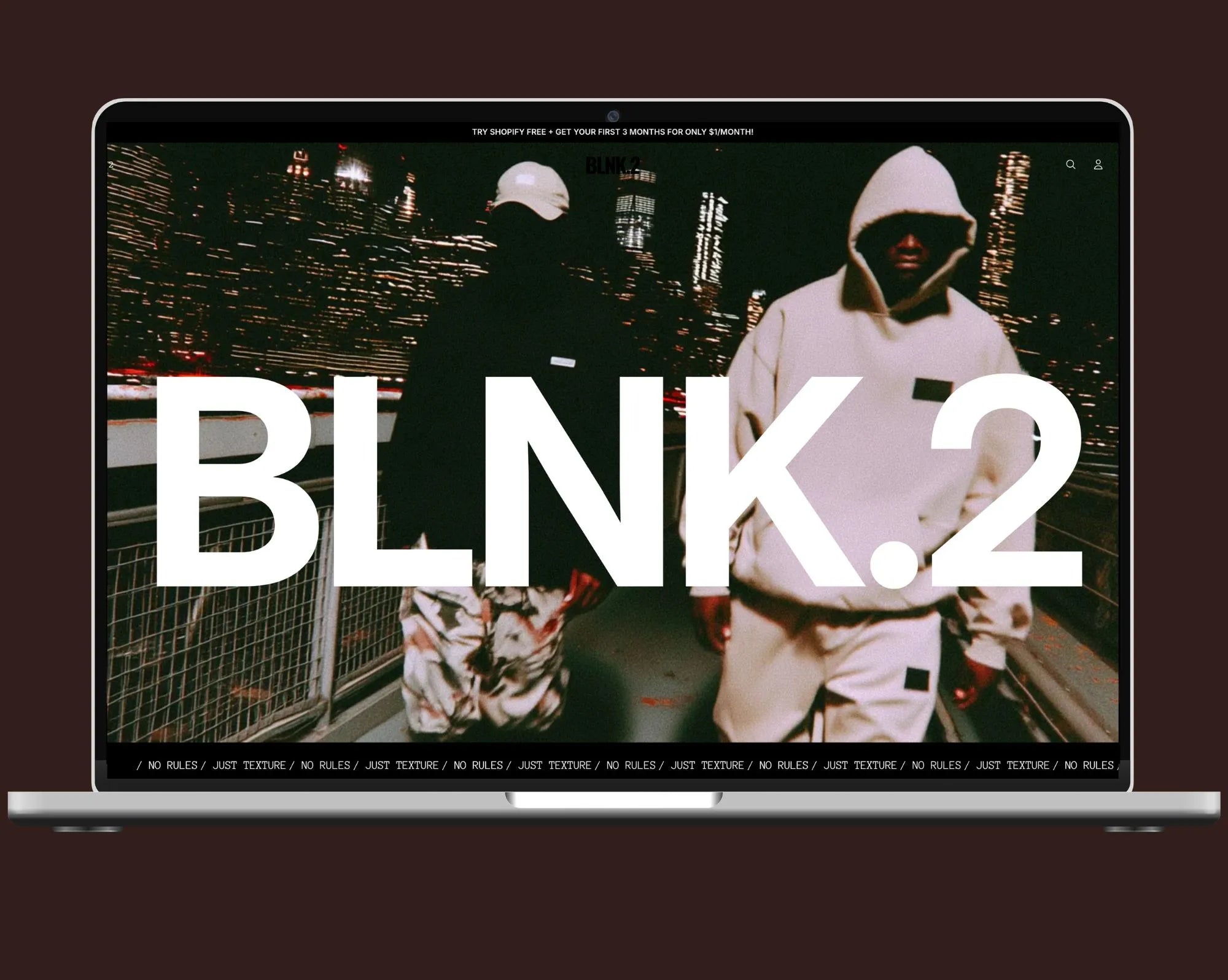 BLNK2 theme preview for minimalist streetwear brands