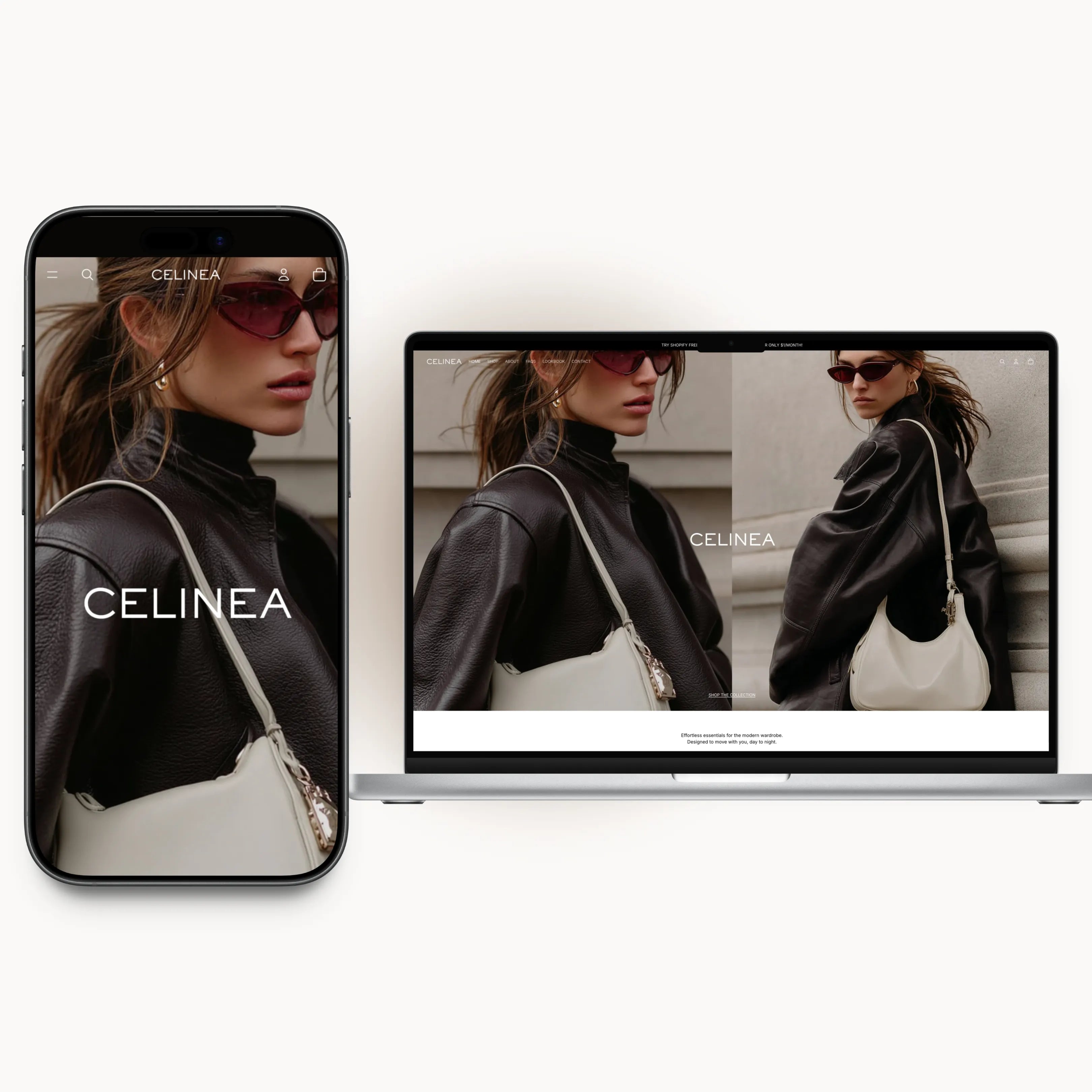 Celinea homepage preview for a modern fashion brand