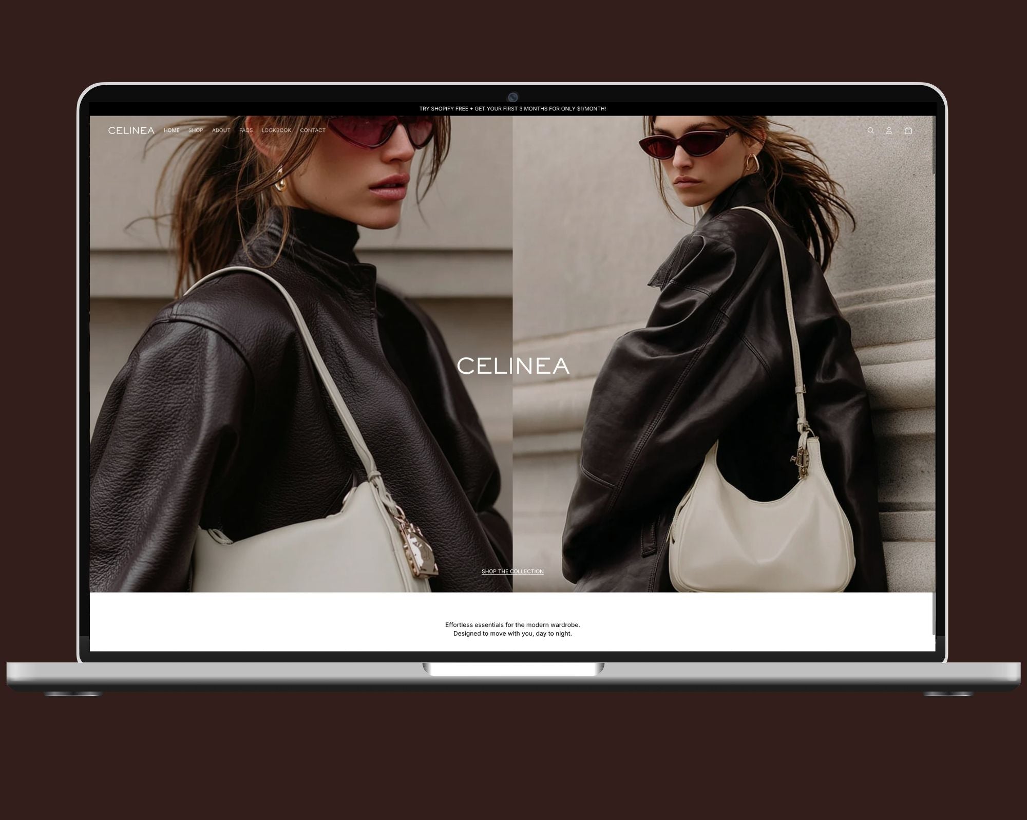 Celinea theme preview for minimalist fashion brands