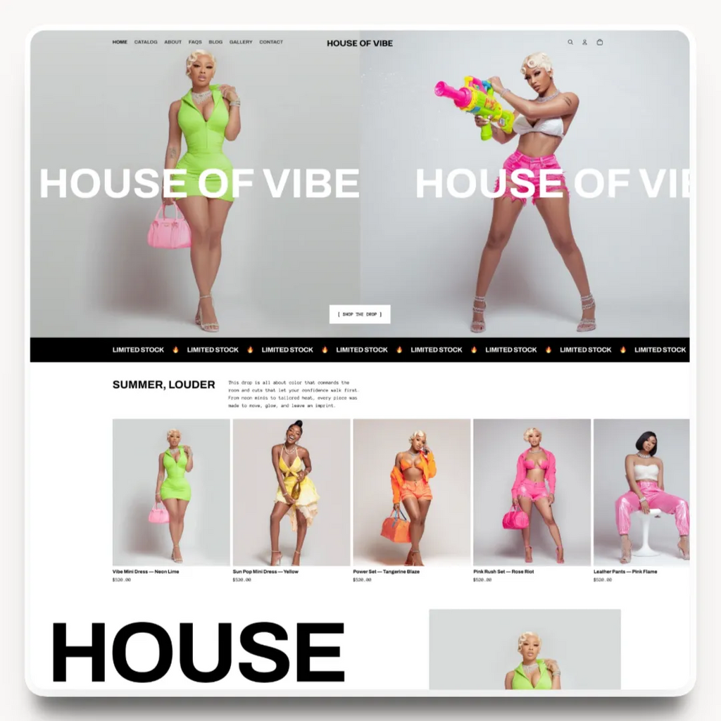 House of Vibe Shopify product page demo for fashion products
