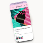 Mermaid mobile product page design for a glam hair brand