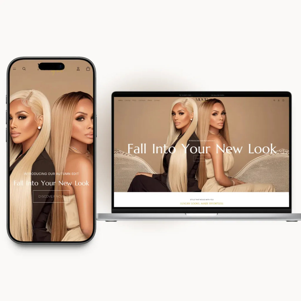 Mood By Her homepage preview for a premium hair brand
