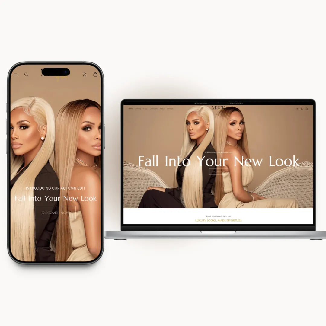 Mood By Her homepage preview for a premium hair brand