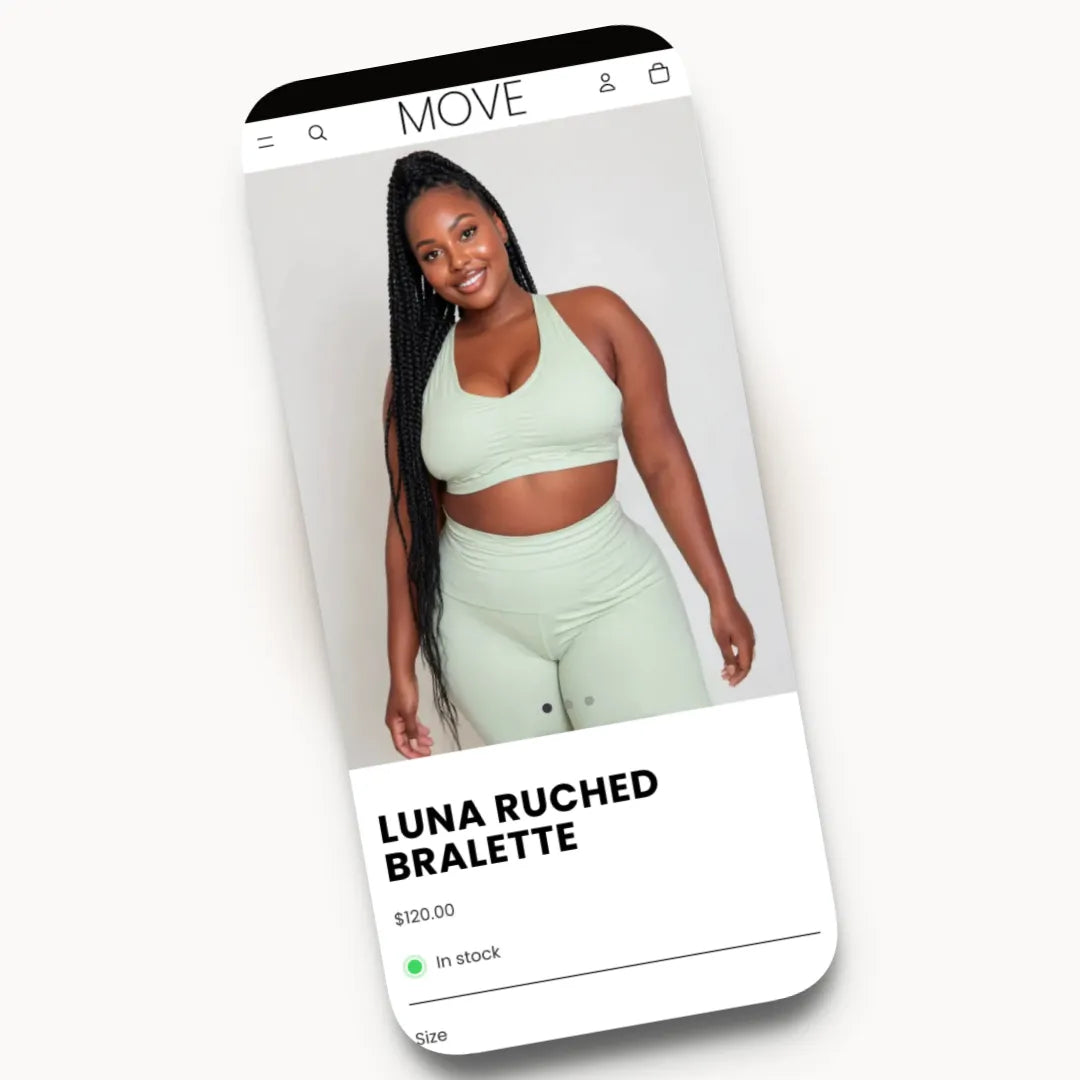 Move mobile product page design for a fitness brand