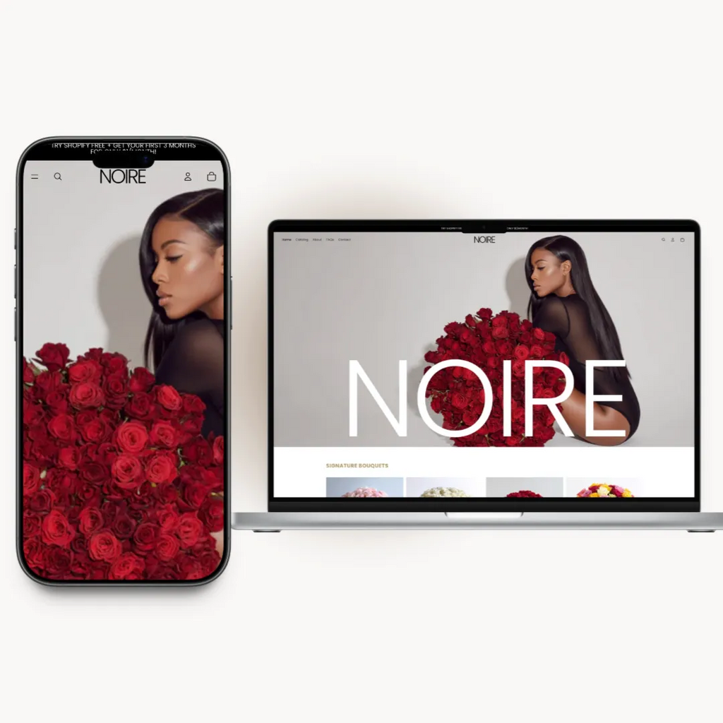 Noire homepage preview for a florist brand