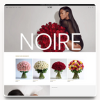 Noire desktop homepage hero design for a floral studio
