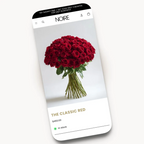 Noire mobile product page design for a florist brand