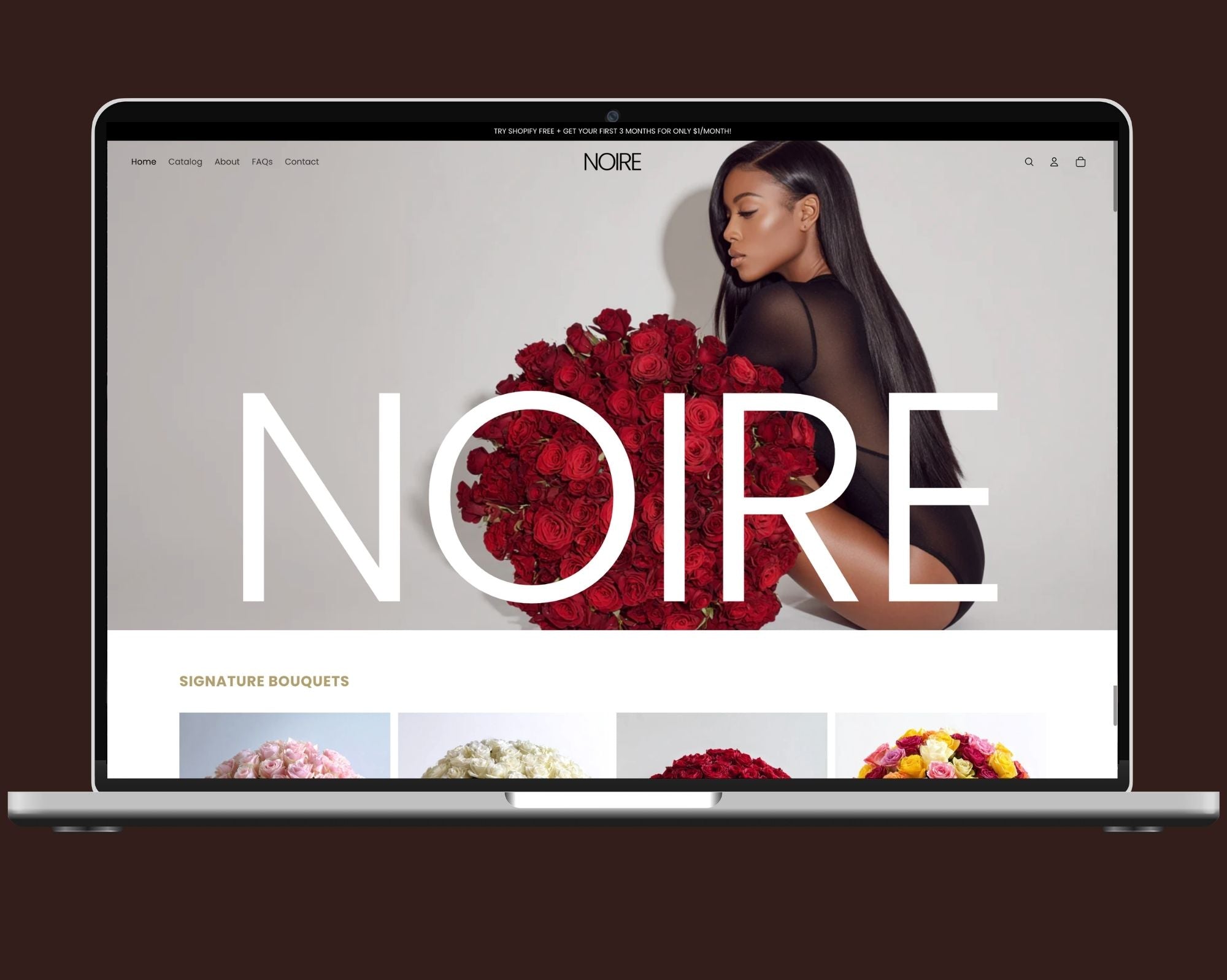 Noire theme preview for florist and floral studio brands
