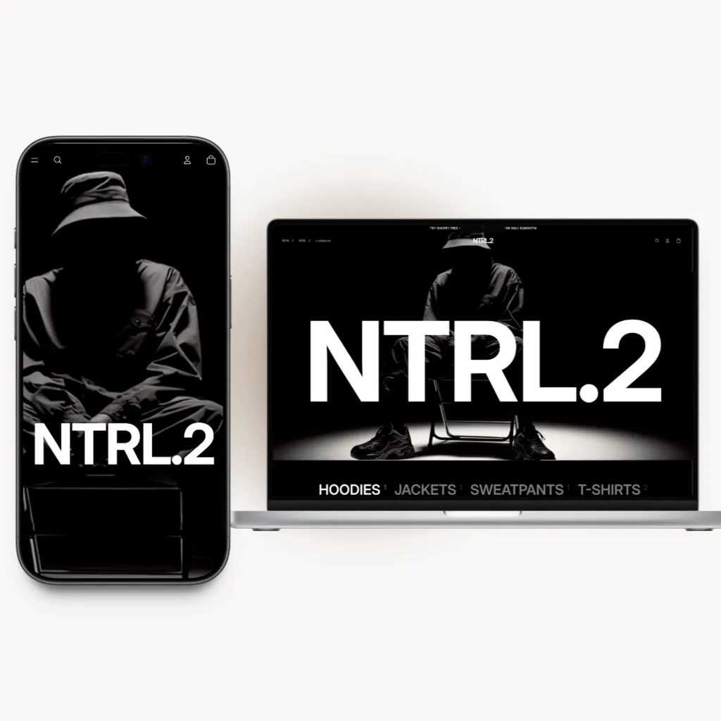 NTRL.2 homepage preview for a streetwear clothing brand