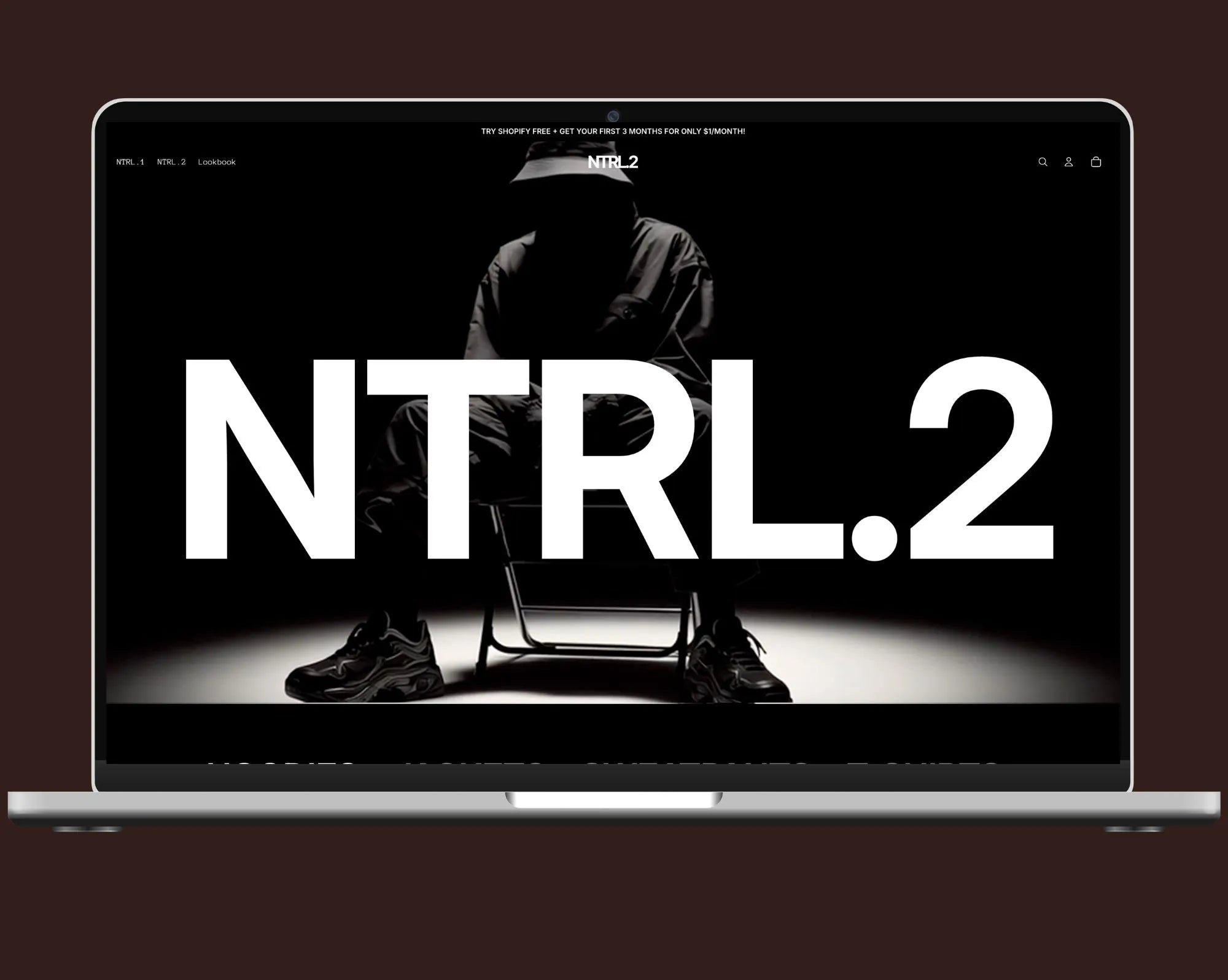 NTRL.2 theme preview for dark streetwear brands