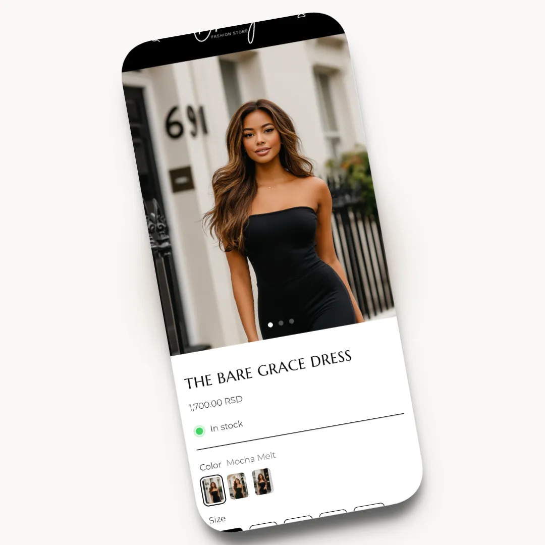 Oh My mobile product page design for a fashion brand