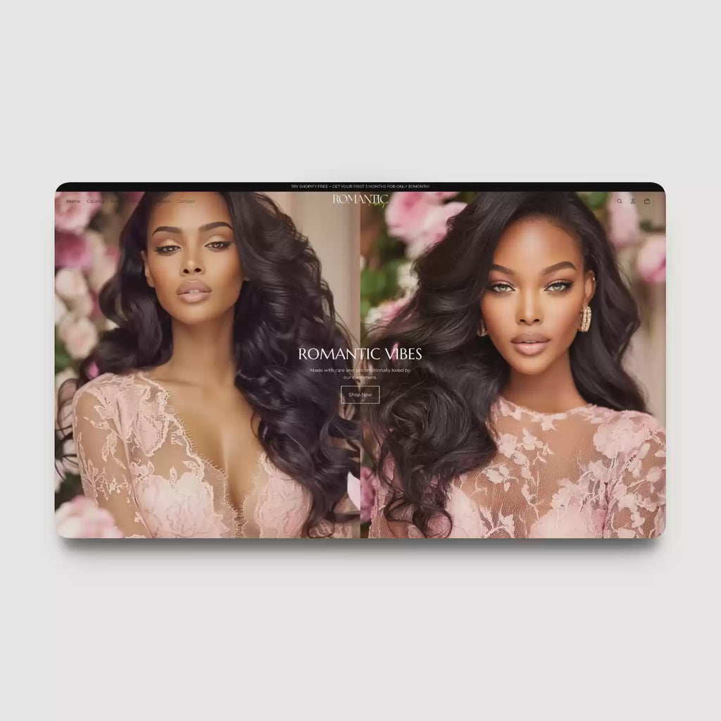 Romantic Vibes Shopify theme video demo preview for hair and wig brands