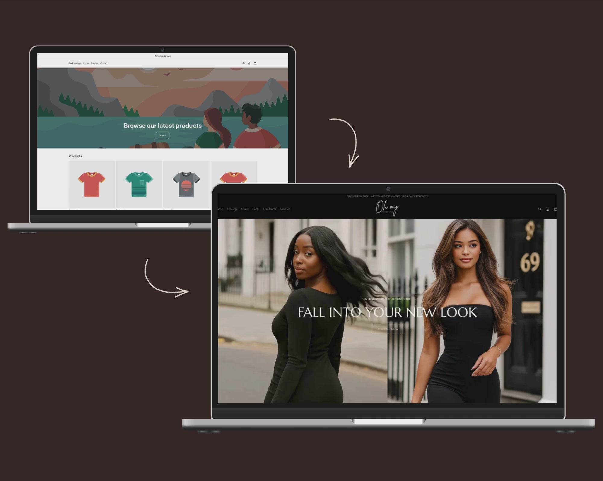 Before and after video preview of the Oh My theme
