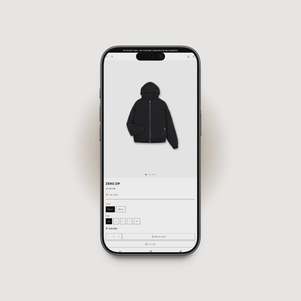BLNK2 Shopify product page demo for minimalist streetwear brands
