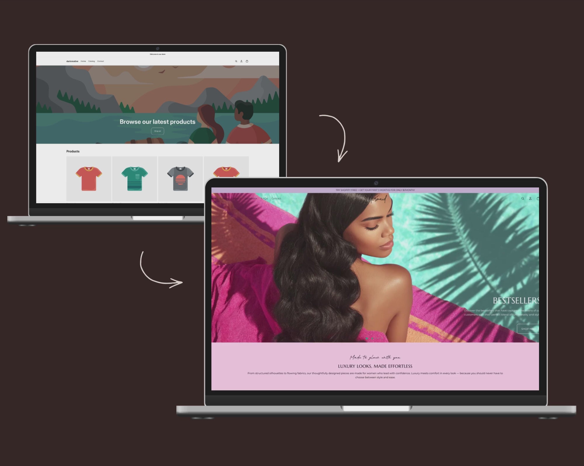 Before and after video preview of the Mermaid theme