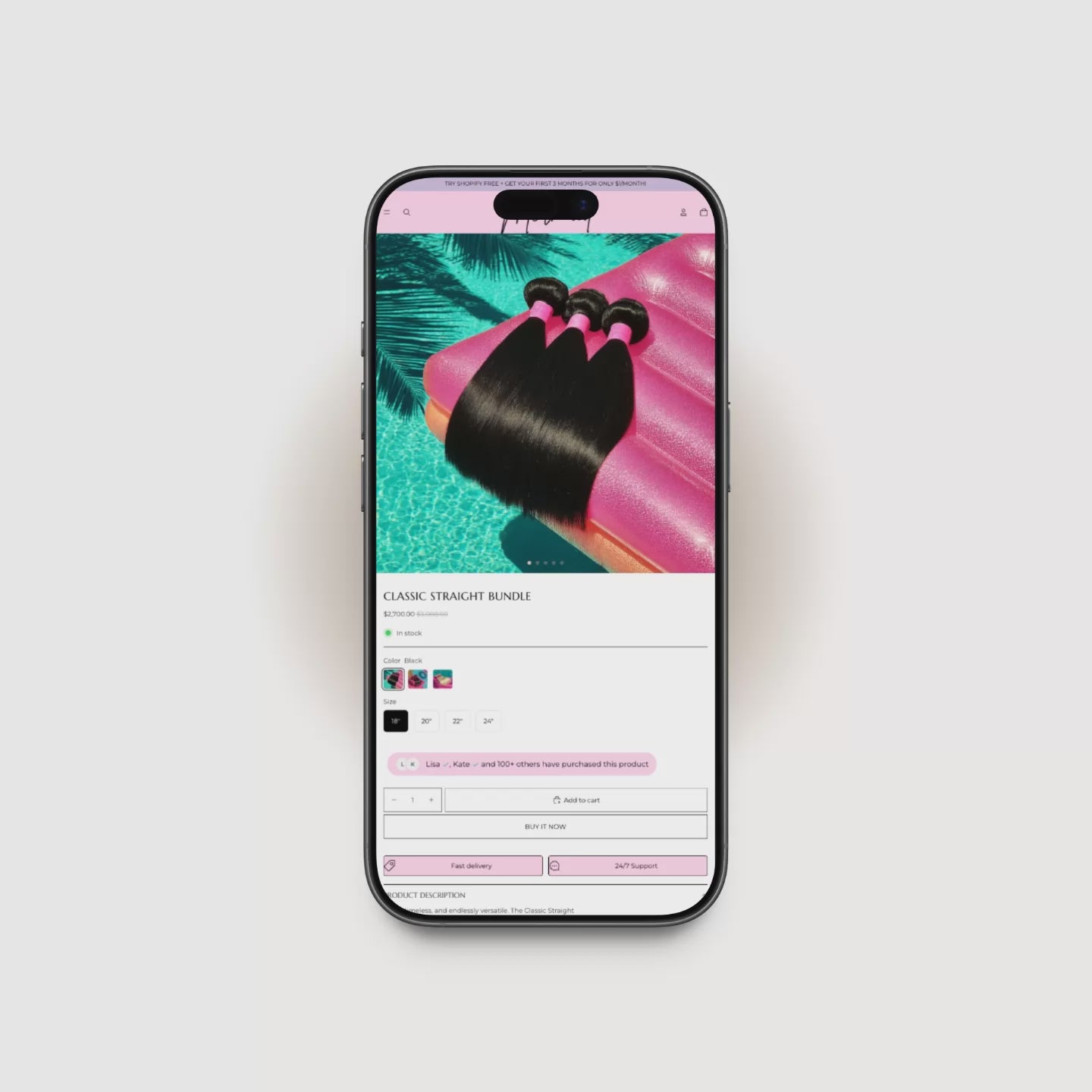 Mermaid Shopify product page demo for hair products