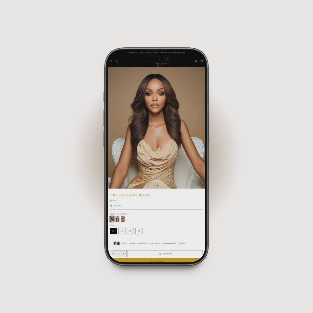 Mood By Her Shopify product page demo for luxury hair products