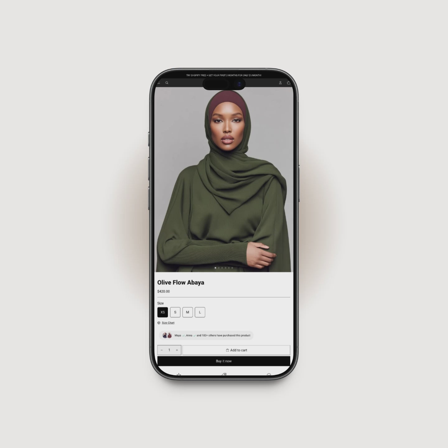 Abaya Shopify product page demo for modest fashion brands