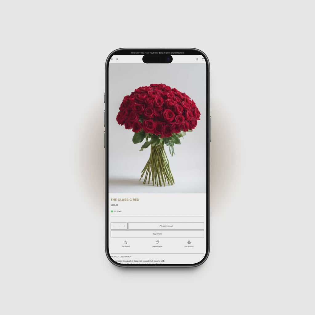 Noire Shopify product page demo for floral products