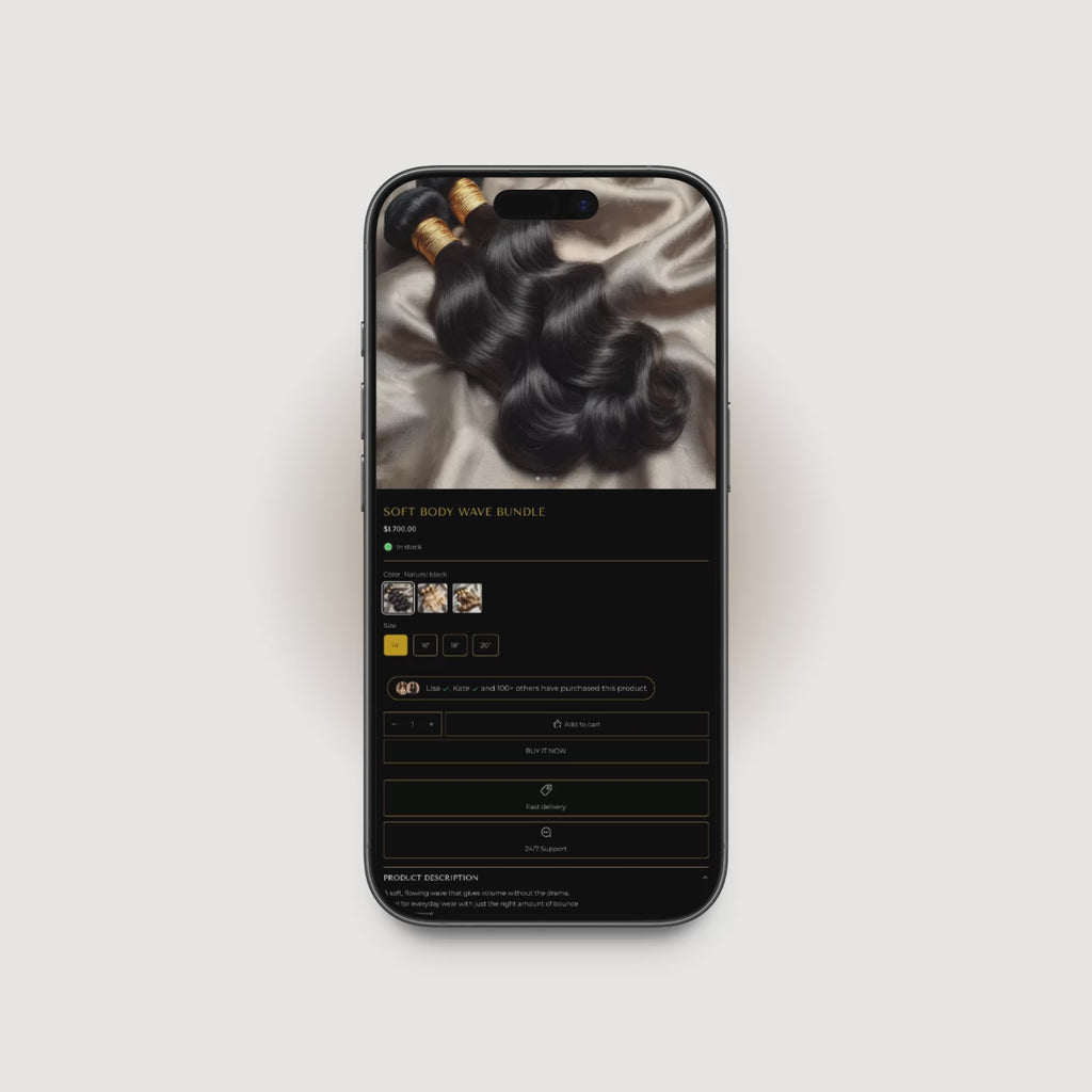 Quiet Luxury Shopify product page demo for hair extension brands