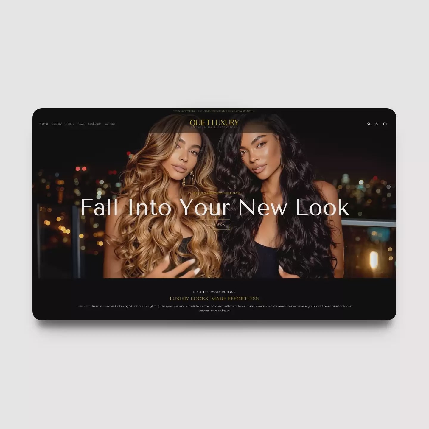 Quiet Luxury mobile product listing preview for wig and hair extension brands