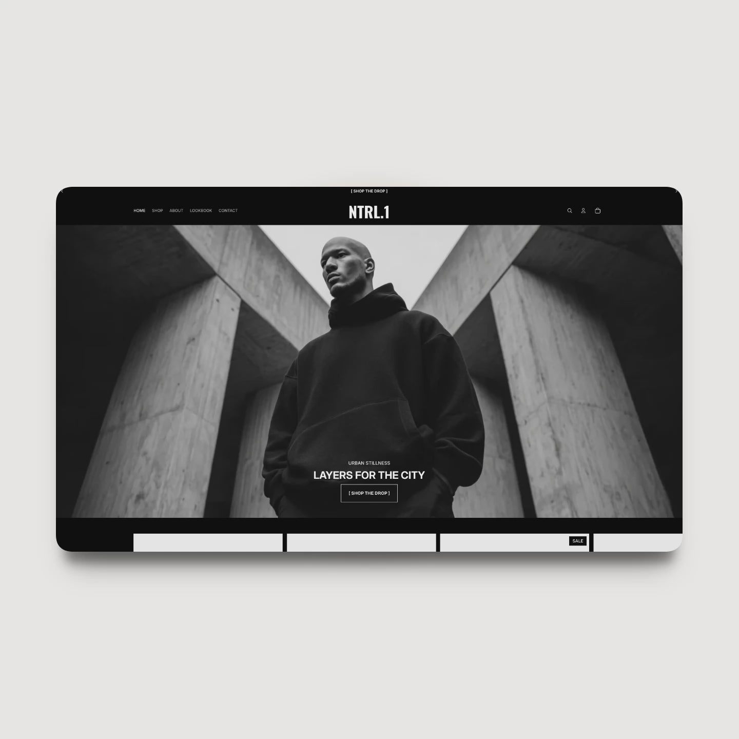 NTRL Shopify theme demo for dark fashion and clothing brands