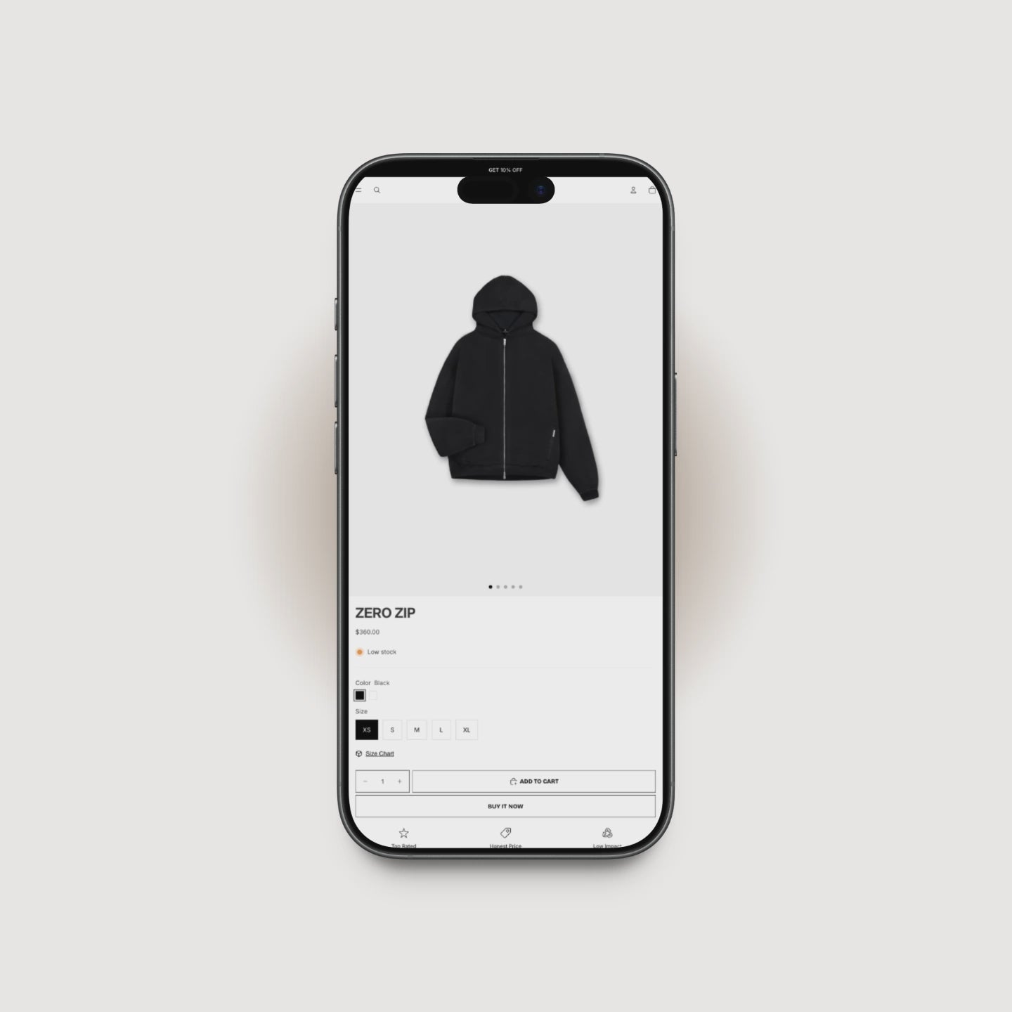 BLNK Shopify product page demo for streetwear and clothing brands