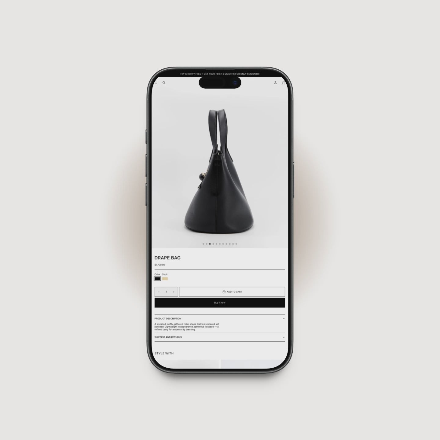 Celinea Shopify product page demo for minimalist fashion brands
