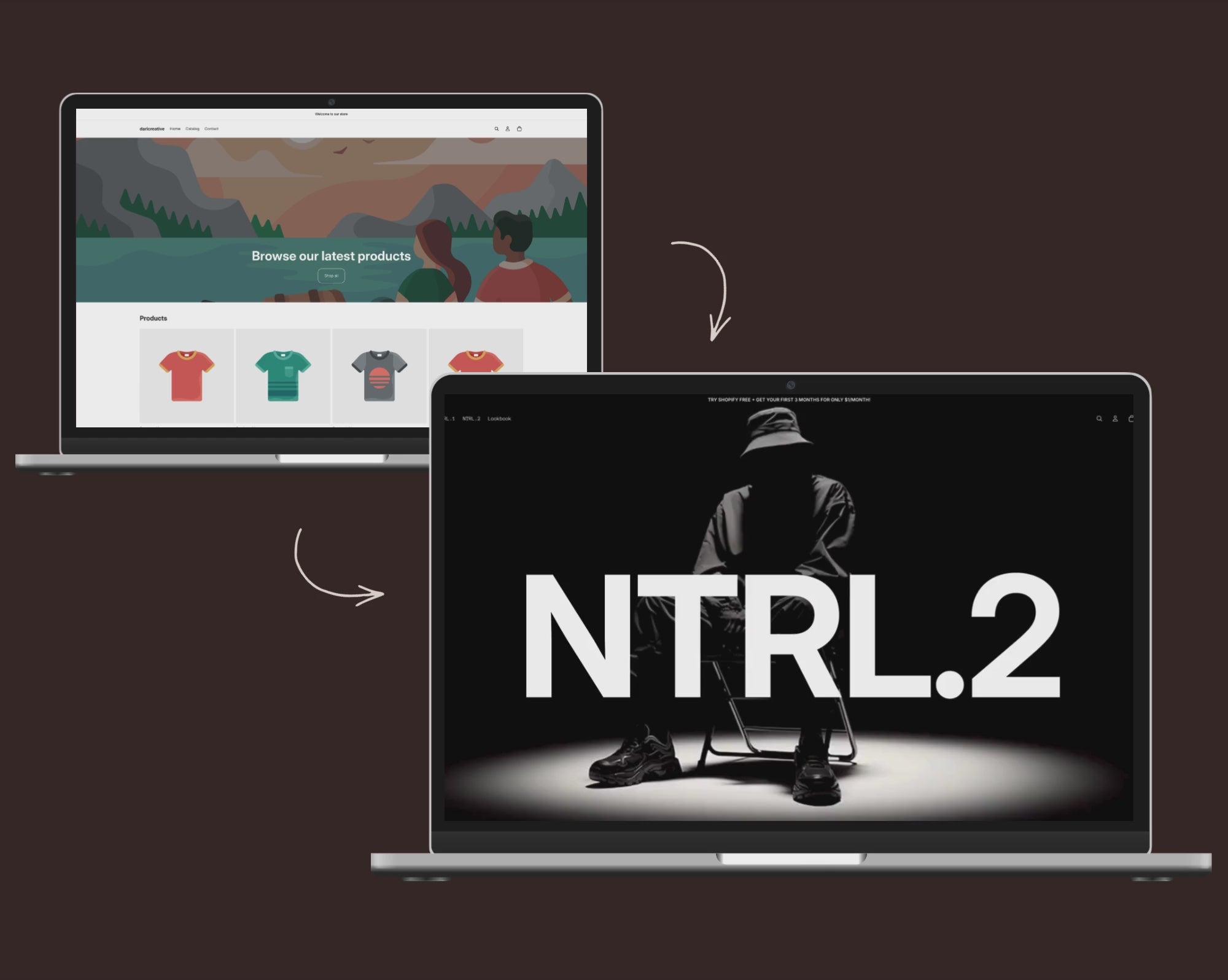 Before and after video preview of the NTRL.2 theme