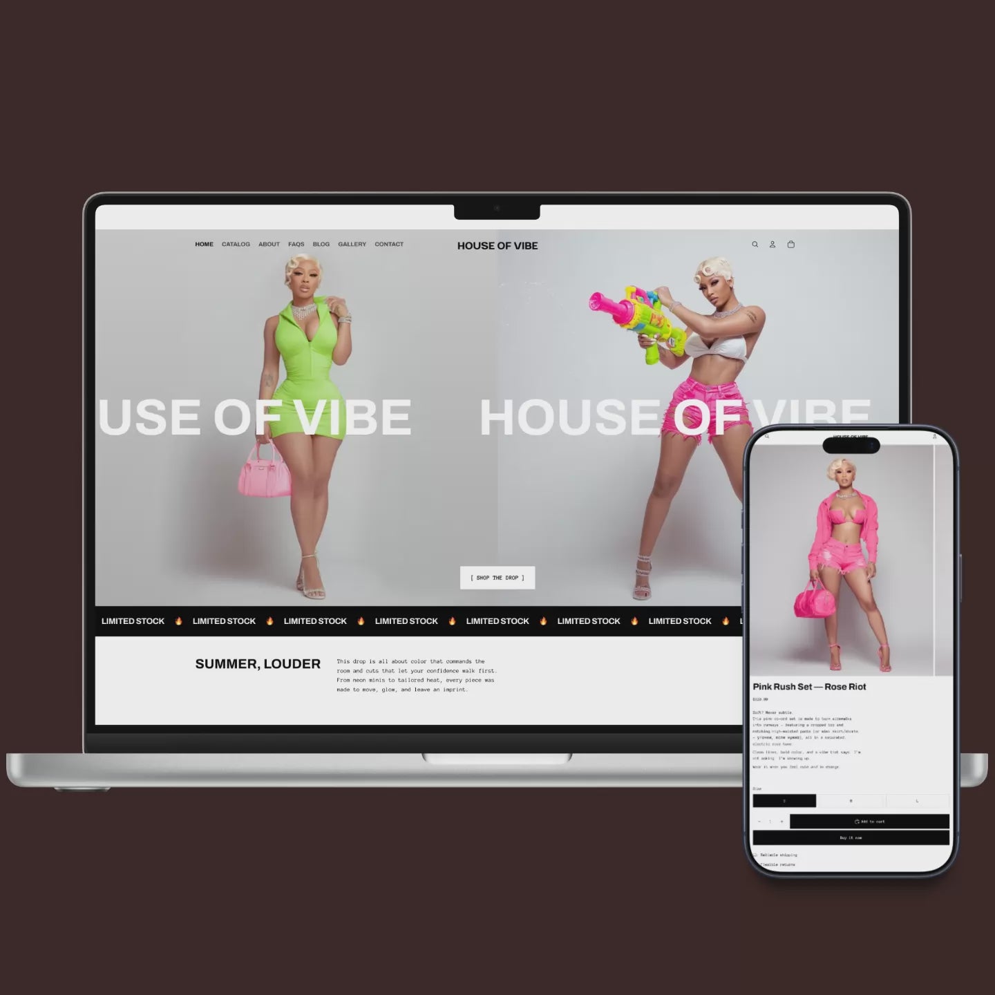 Dark Shopify theme preview for a fashion bold store