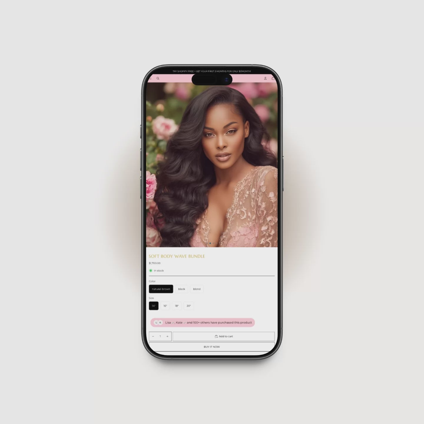 Romantic Vibes Shopify product page  video demo for hair and wig brands