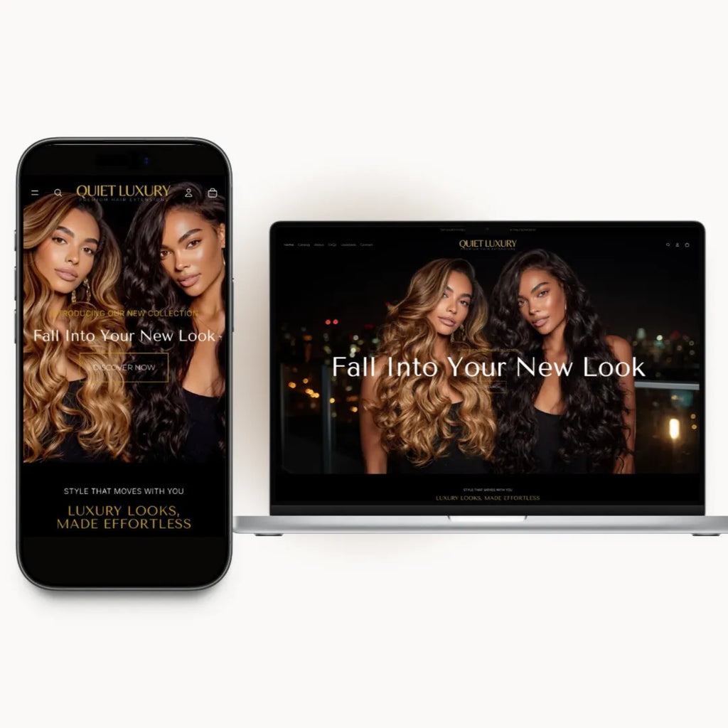 Quiet Luxury homepage preview for a luxury hair brand