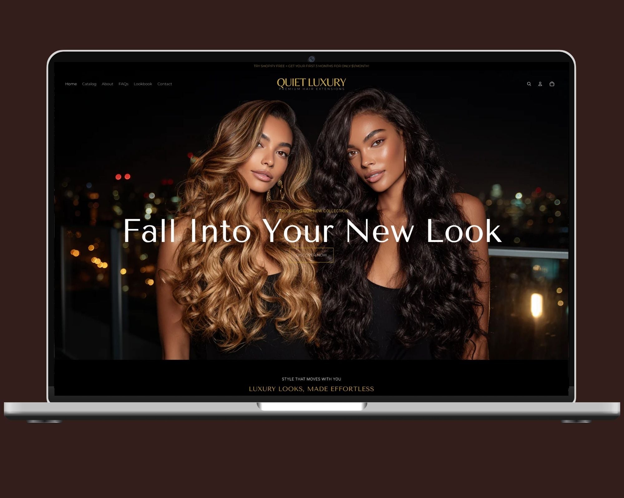 Quiet Luxury theme preview for wig and hair extension brands